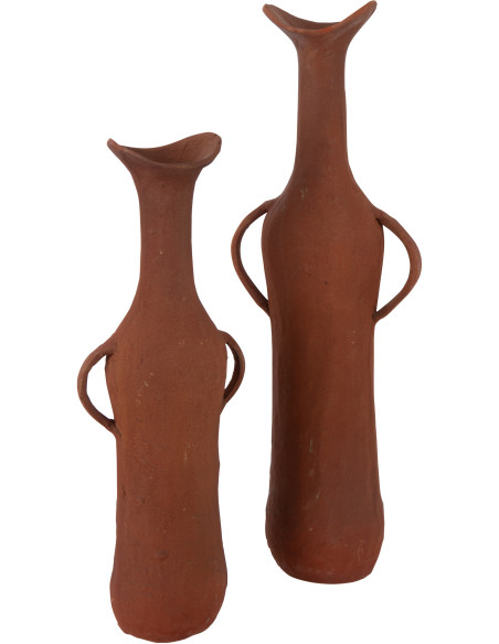 Grand Vase antique avec anses Amphore Hauteur 49 cm en Métal Terracotta Terraya - 2