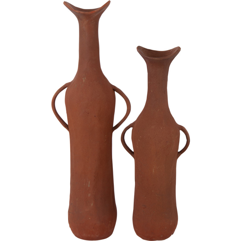 Grand Vase antique avec anses Amphore Hauteur 49 cm en Métal Terracotta Terraya - 3