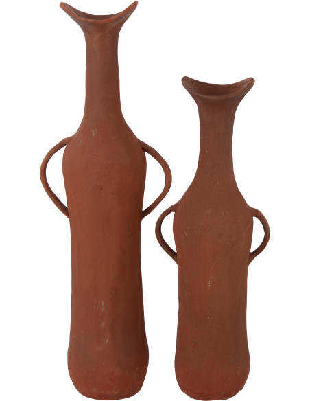 Grand Vase antique avec anses Amphore Hauteur 49 cm en Métal Terracotta Terraya - 3