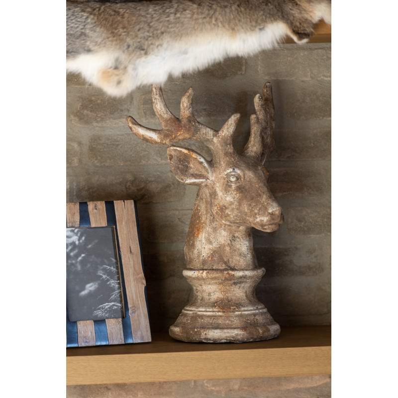 Statue déco Buste de Cerf Hauteur 33 cm en Résine Taupe Cornys - 2