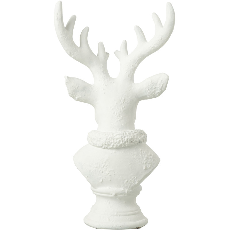 Grande Statue déco Buste de Cerf Hauteur 38 cm en Résine Blanc Herval - 3