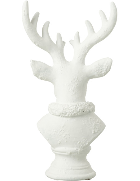 Grande Statue déco Buste de Cerf Hauteur 38 cm en Résine Blanc Herval - 3