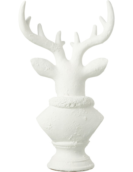 Grande Statue déco Buste de Cerf Hauteur 49 cm en Résine Blanc Herval - 3