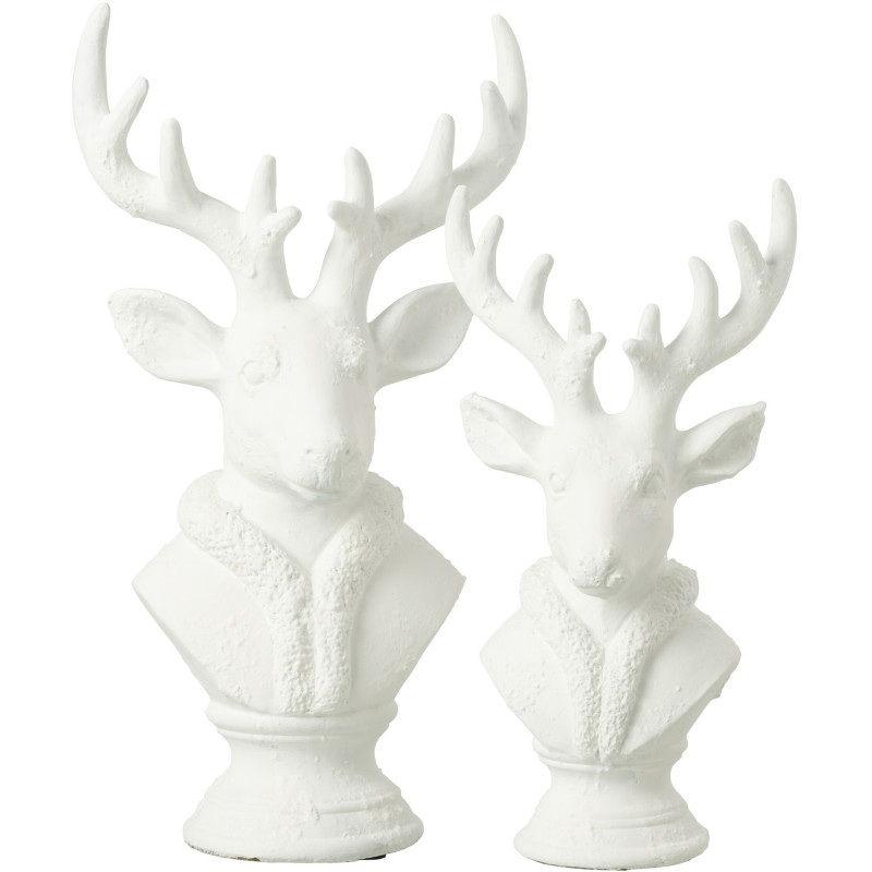 Grande Statue déco Buste de Cerf Hauteur 49 cm en Résine Blanc Herval - 4