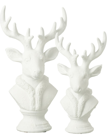 Grande Statue déco Buste de Cerf Hauteur 49 cm en Résine Blanc Herval - 4