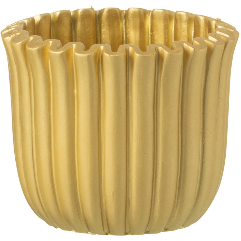 Cache pot moderne côtelé Rond Diamètre 15 cm en Ciment Doré Ondrelle - 1