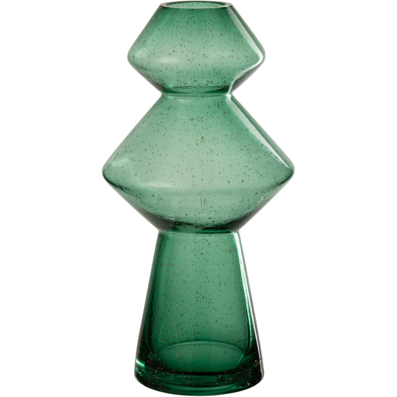 Vase original moderne Hauteur 35 cm en Verre Vert émeraude Totem - 1