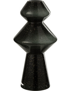 Vase original moderne Hauteur 35 cm en Verre Noir Totem - 1