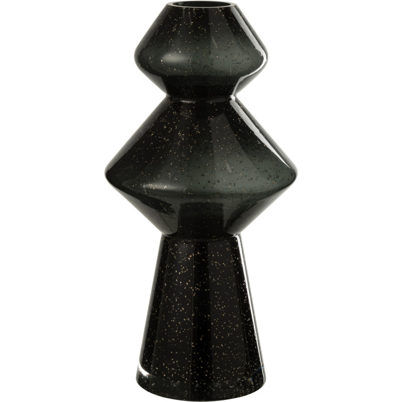 Vase original moderne Hauteur 35 cm en Verre Noir Totem - 1