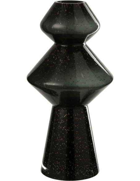 Vase original moderne Hauteur 35 cm en Verre Noir Totem - 1