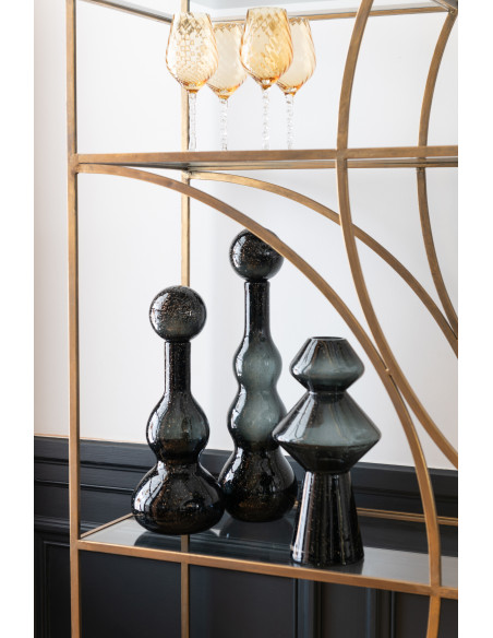 Vase original moderne Hauteur 35 cm en Verre Noir Totem - 2