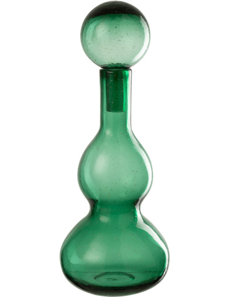 Grande Bouteille déco Flacon moderne Hauteur 42 cm en Verre Vert Carol - 1