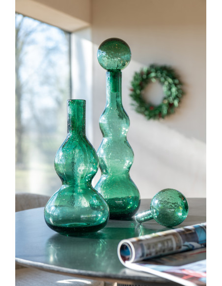 Grande Bouteille déco Flacon moderne Hauteur 42 cm en Verre Vert Carol - 2