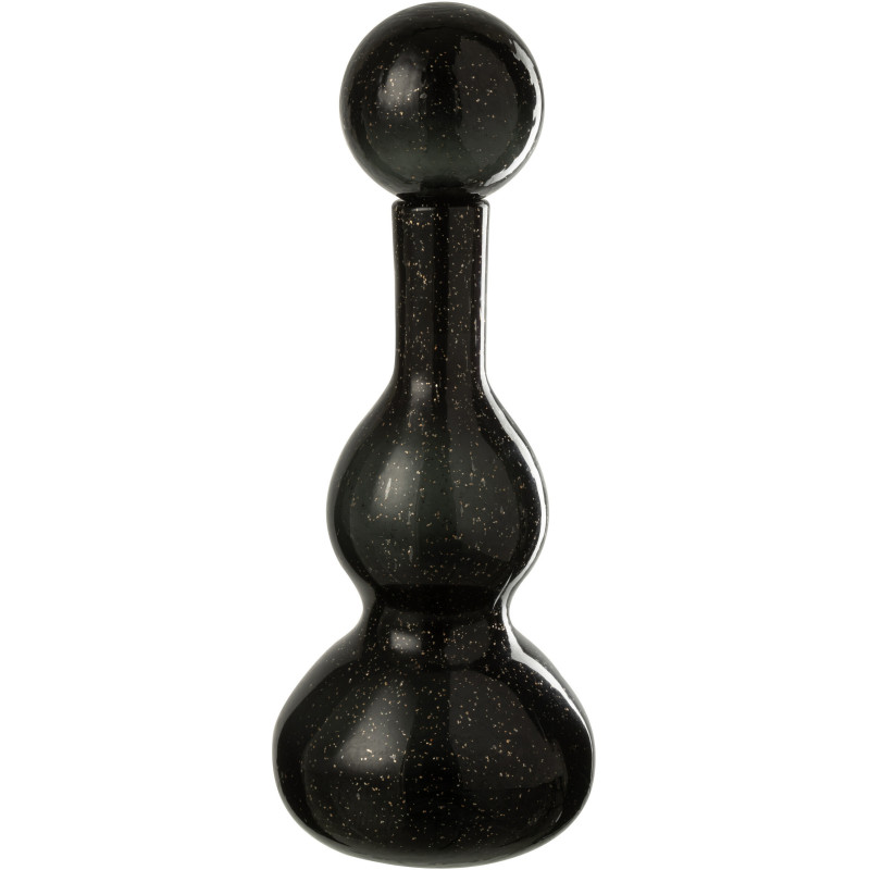 Grande Bouteille déco Flacon moderne Hauteur 42 cm en Verre Noir Carol - 1