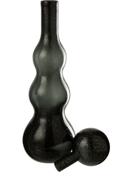 Grande Bouteille déco Flacon moderne Hauteur 52 cm en Verre Noir Carol - 3