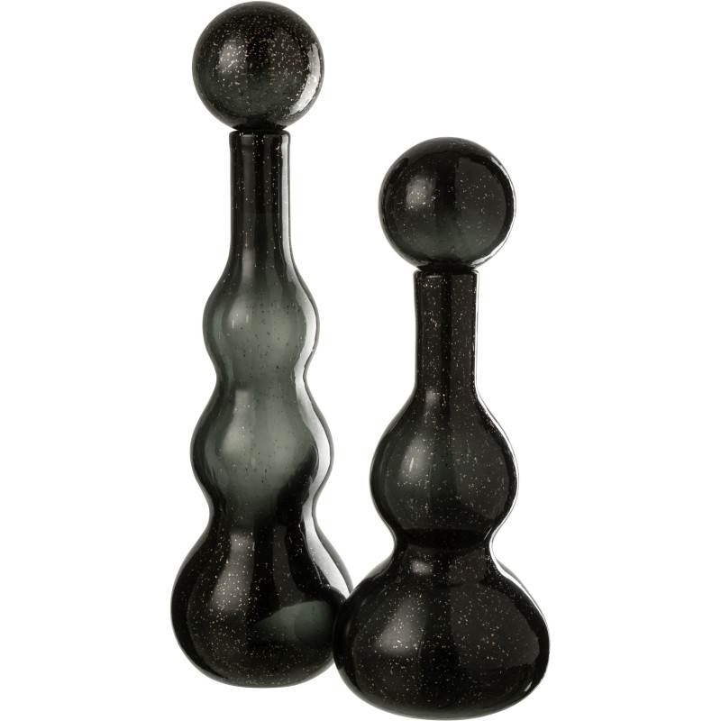 Grande Bouteille déco Flacon moderne Hauteur 52 cm en Verre Noir Carol - 4