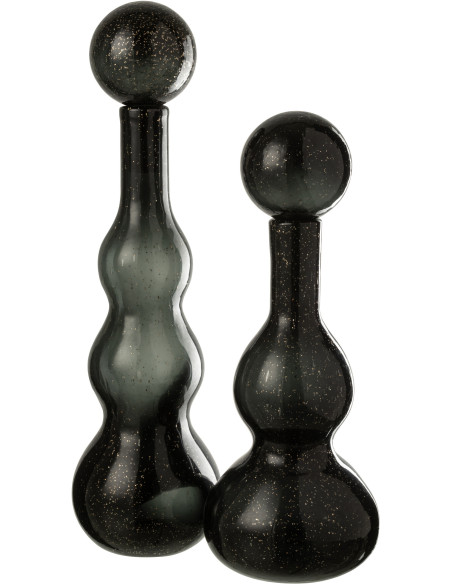 Grande Bouteille déco Flacon moderne Hauteur 52 cm en Verre Noir Carol - 4