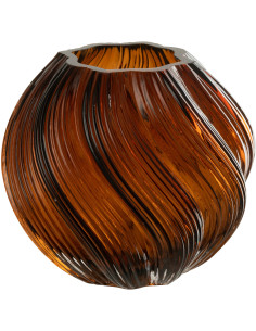 Vase moderne Boule Hauteur 16 cm en Verre Marron Carol - 1