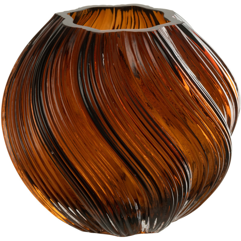 Vase moderne Boule Hauteur 16 cm en Verre Marron Carol - 1