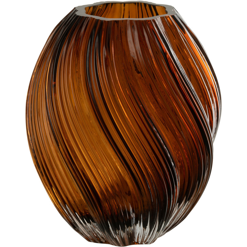 Vase moderne Ovale Hauteur 21 cm en Verre Marron Carol - 1