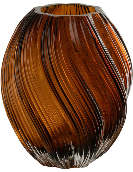 Vase moderne Ovale Hauteur 21 cm en Verre Marron Carol - 1