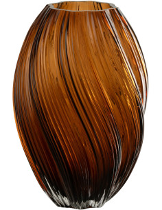 Vase moderne Ovale Hauteur 27 cm en Verre Marron Carol - 1
