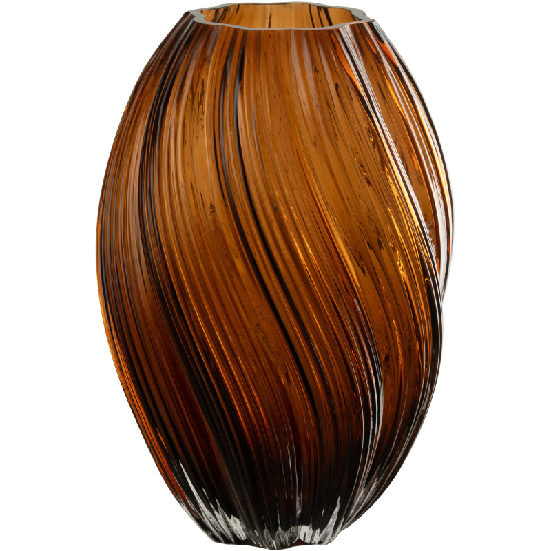 Vase moderne Ovale Hauteur 27 cm en Verre Marron Carol - 1