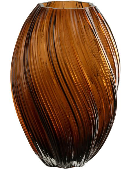 Vase moderne Ovale Hauteur 27 cm en Verre Marron Carol - 1