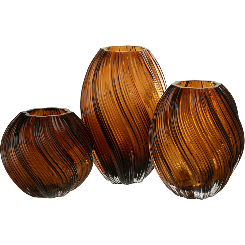 Vase moderne Ovale Hauteur 27 cm en Verre Marron Carol - 3