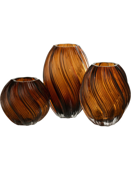 Vase moderne Ovale Hauteur 27 cm en Verre Marron Carol - 3