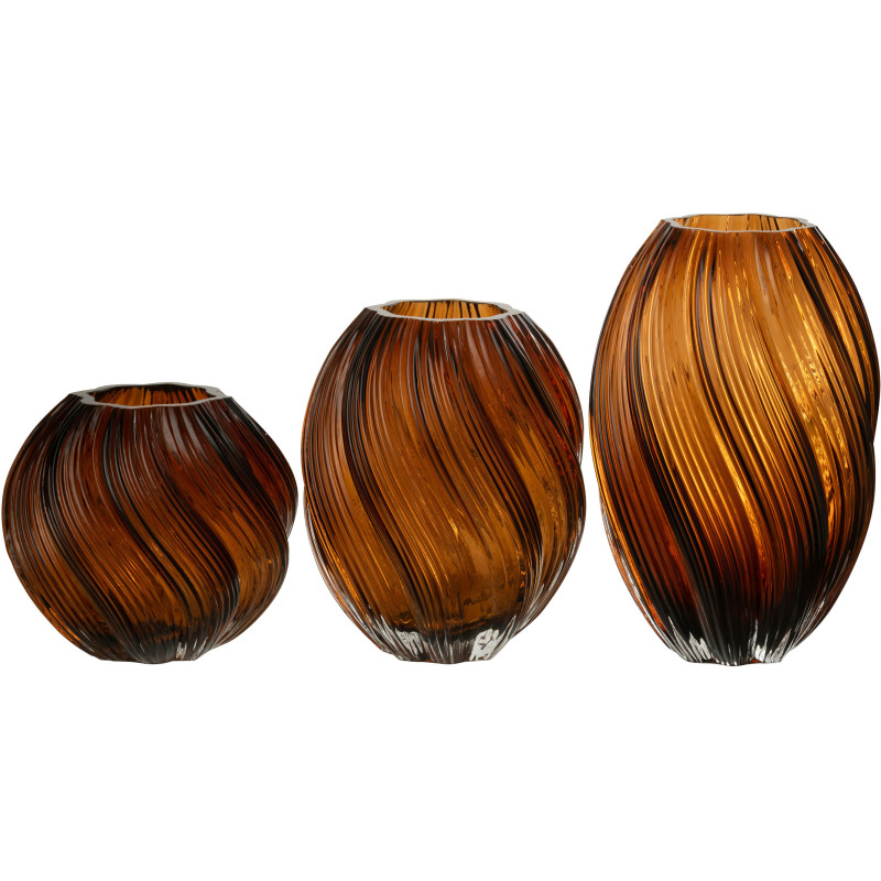 Vase moderne Ovale Hauteur 27 cm en Verre Marron Carol - 4