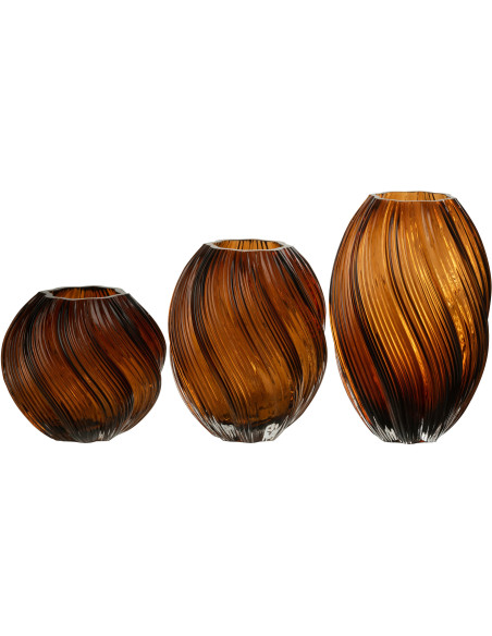 Vase moderne Ovale Hauteur 27 cm en Verre Marron Carol - 4