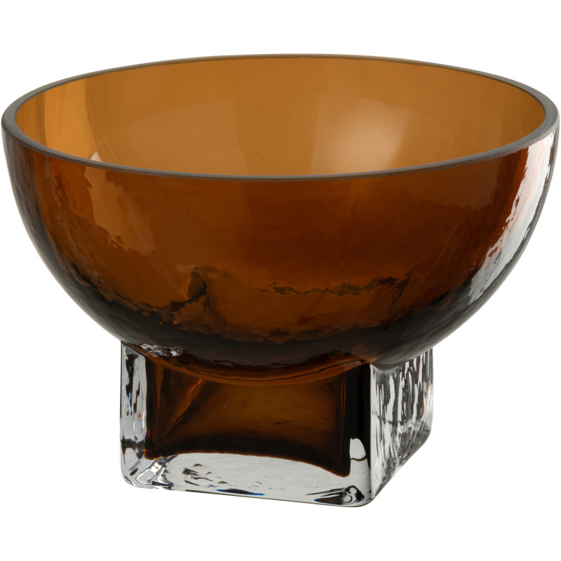 Vide poches moderne Rond Diamètre 20 cm en Verre Marron Carol - 1