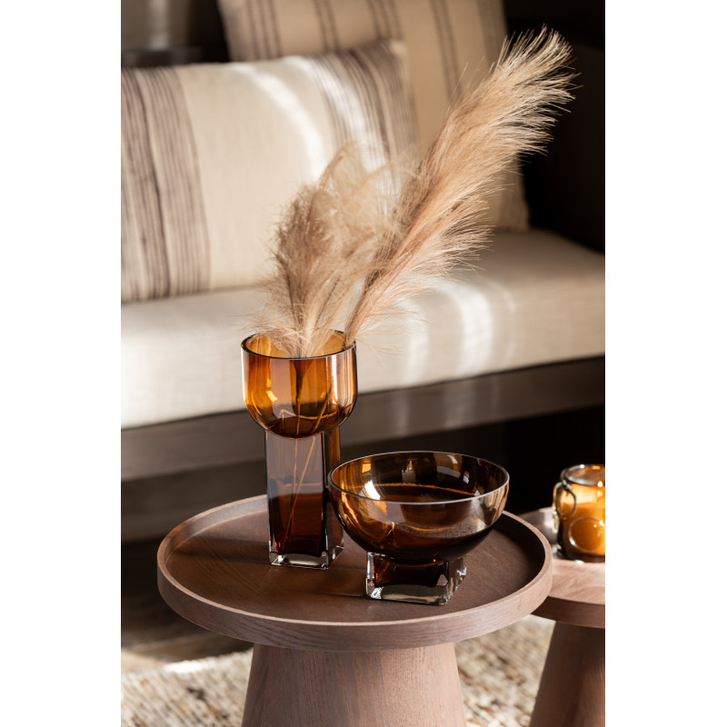 Vide poches moderne Rond Diamètre 20 cm en Verre Marron Carol - 2