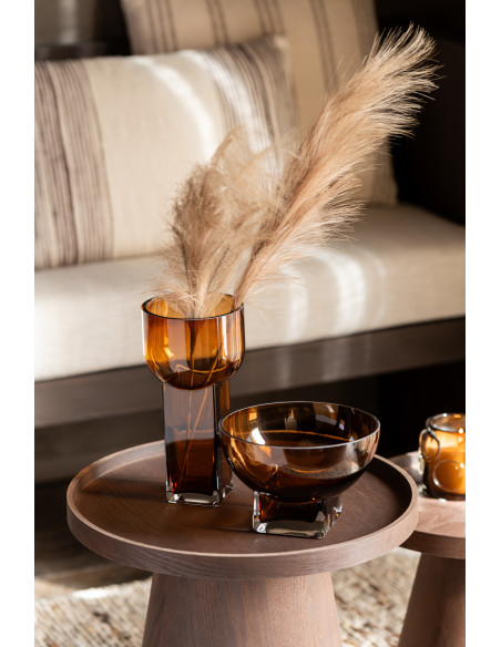 Vide poches moderne Rond Diamètre 20 cm en Verre Marron Carol - 2