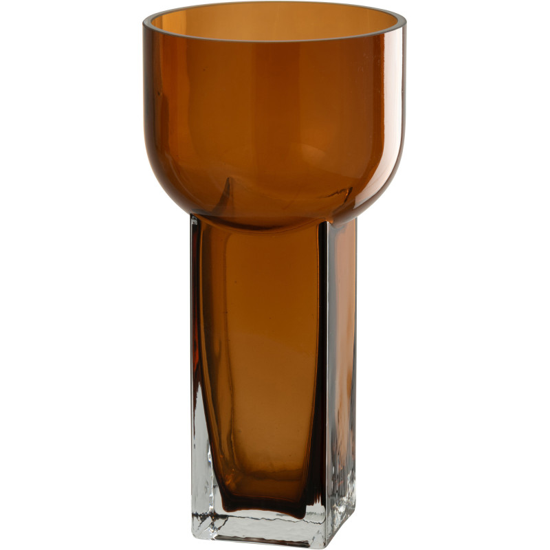 Vase original moderne Cylindrique Hauteur 26 cm en Verre Marron Carol - 1