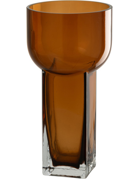 Vase original moderne Cylindrique Hauteur 26 cm en Verre Marron Carol - 1