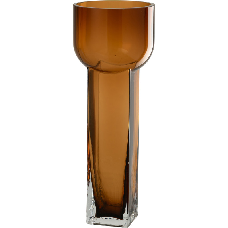 Grand Vase original moderne Cylindrique Hauteur 35 cm en Verre Marron Carol - 1