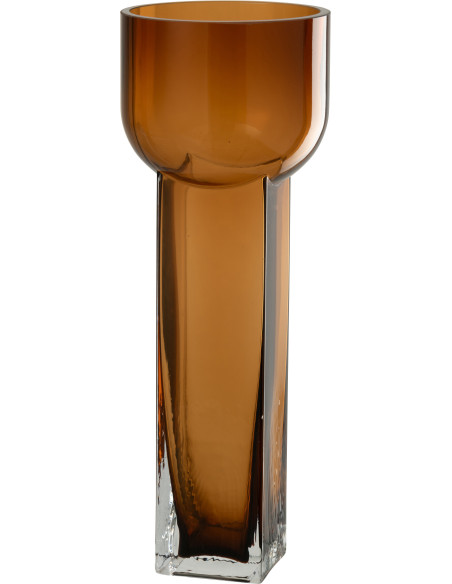 Grand Vase original moderne Cylindrique Hauteur 35 cm en Verre Marron Carol - 1