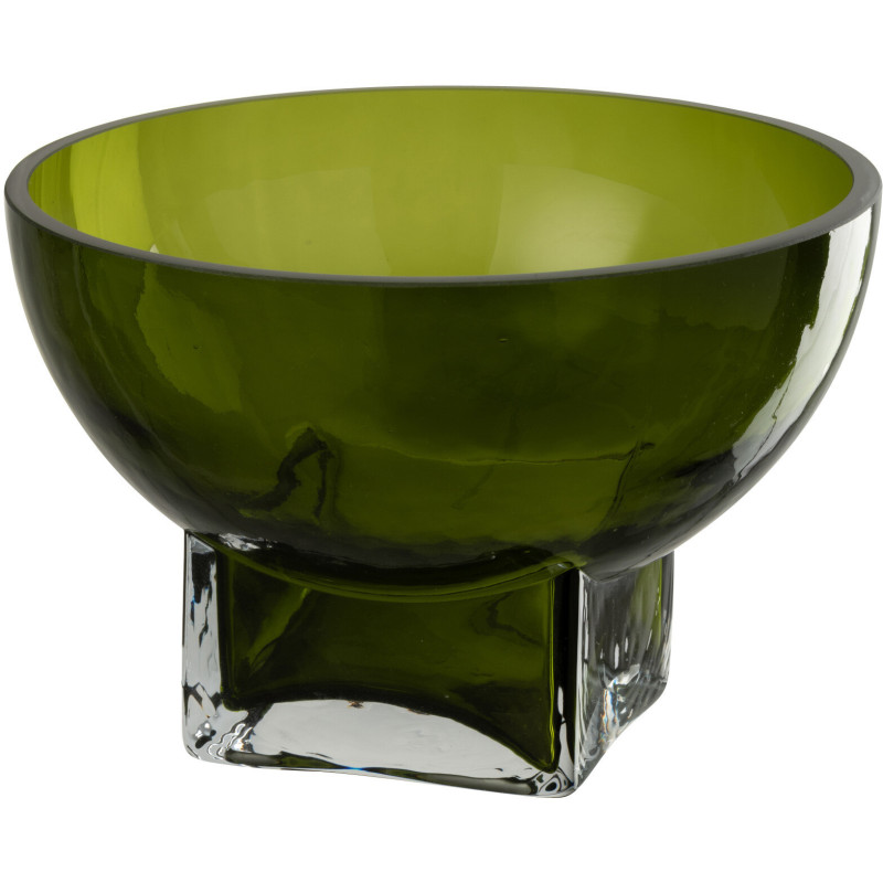 Vide poches moderne Rond Diamètre 20 cm en Verre Vert olive Carol - 1