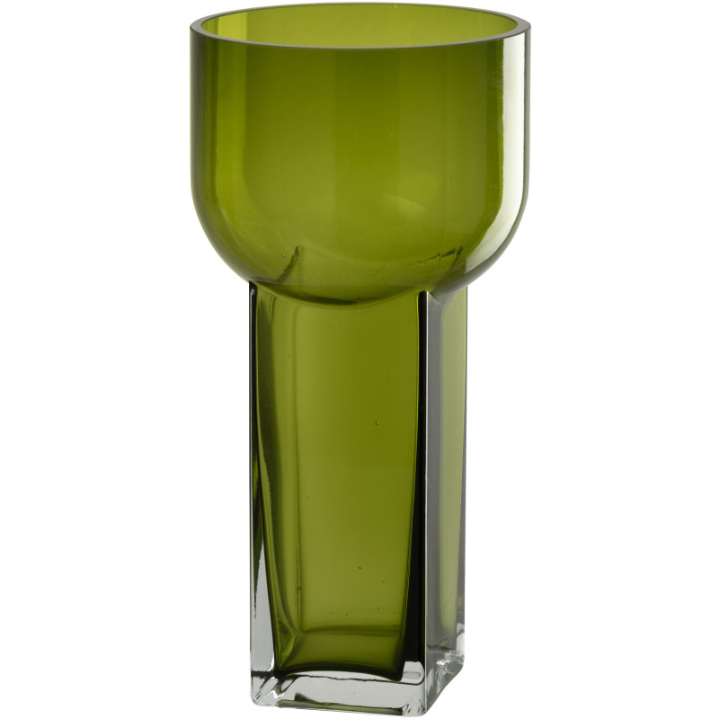 Vase original moderne Cylindrique Hauteur 26 cm en Verre Vert olive Carol - 1