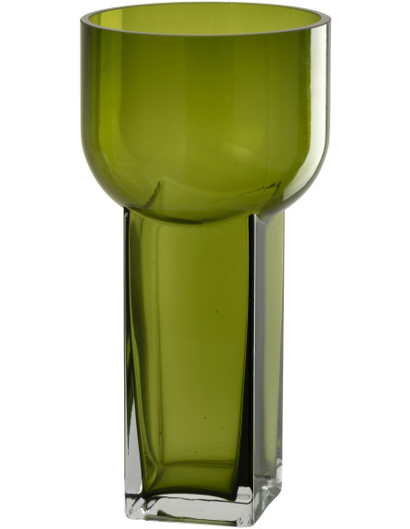 Vase original moderne Cylindrique Hauteur 26 cm en Verre Vert olive Carol - 1