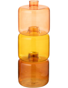 Vase original gigogne Bouteille Hauteur 27 cm en Verre Ambré Orange Jaune Matrioch (Lot de 3) - 1