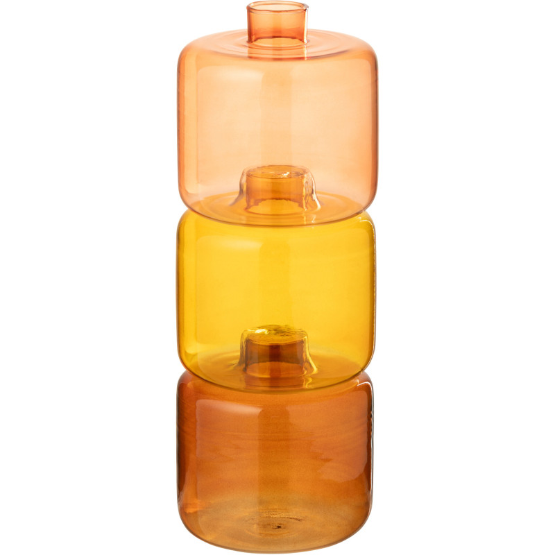 Vase original gigogne Bouteille Hauteur 27 cm en Verre Ambré Orange Jaune Matrioch (Lot de 3) - 1