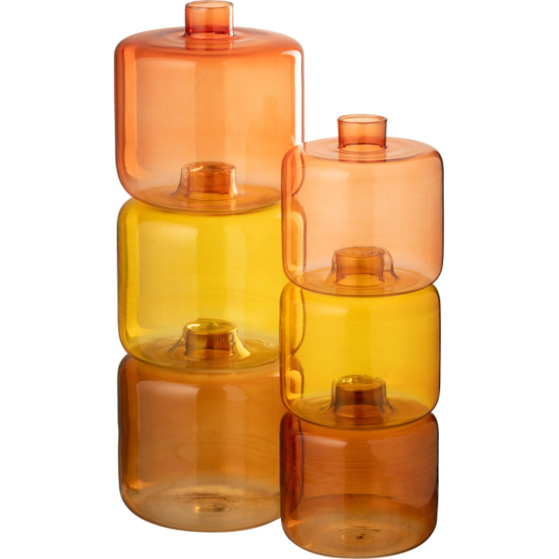 Vase original gigogne Bouteille Hauteur 33 cm en Verre Ambré Orange Jaune Matrioch (Lot de 3) - 3