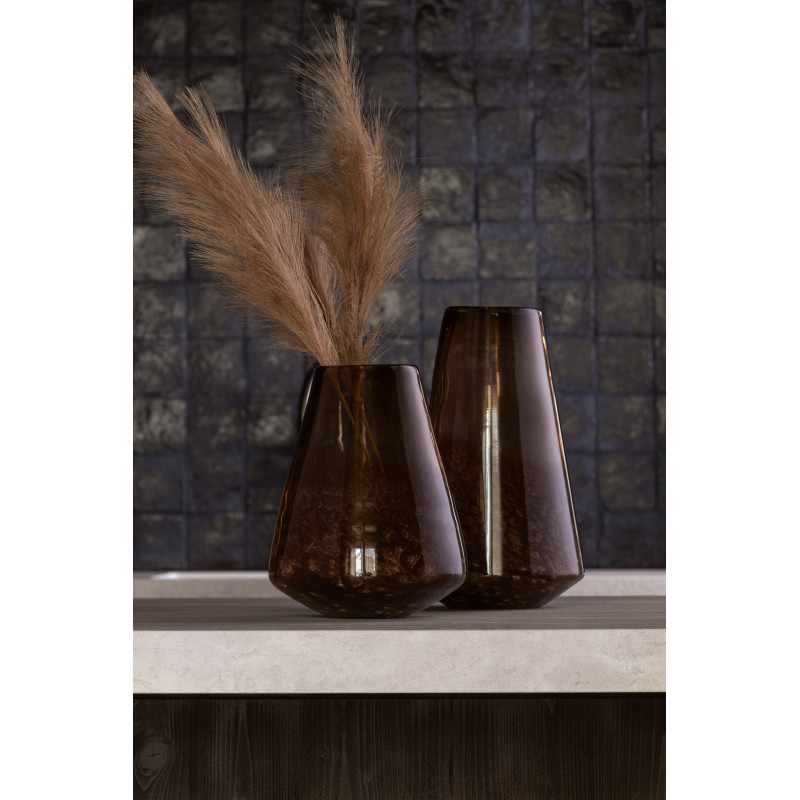 Vase moderne chic Conique Hauteur 29 cm en Verre Marron foncé Amberis - 2