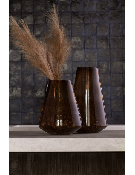 Vase moderne chic Conique Hauteur 29 cm en Verre Marron foncé Amberis - 2