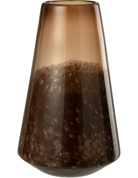 Vase moderne chic Conique Hauteur 36,5 cm en Verre Marron foncé Amberis - 1