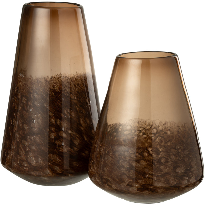 Vase moderne chic Conique Hauteur 36,5 cm en Verre Marron foncé Amberis - 3