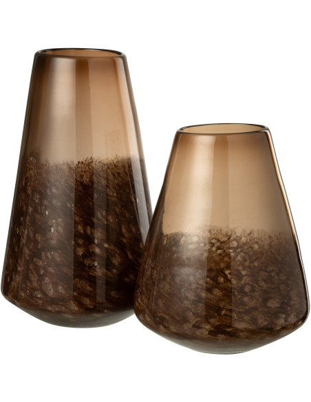 Vase moderne chic Conique Hauteur 36,5 cm en Verre Marron foncé Amberis - 3